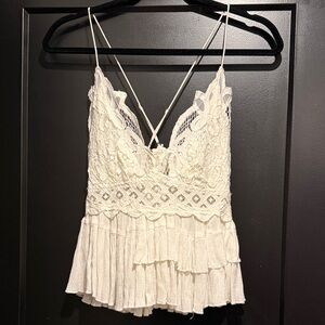 Free people - White Lace Ruffled Cami Top